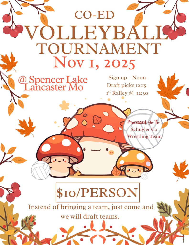 Nov 1, Volleyball Tournament for Fall Festival 
